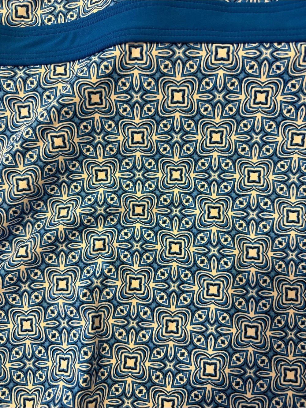 Lands' End Blue Patterned Tank with Built-In Shelf Bra